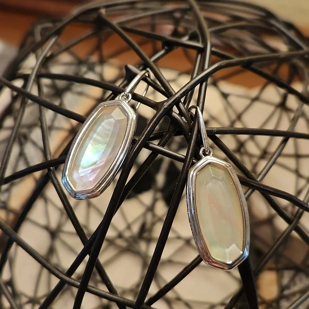 Kendra Scott Framed Dani Silver Drop Earrings NWT - Picture 7 of 7